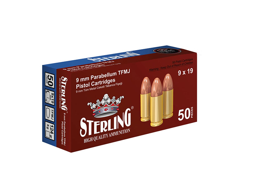 STERLING 9X19 mm Parabellum TFMJ Tabanca Fişeği